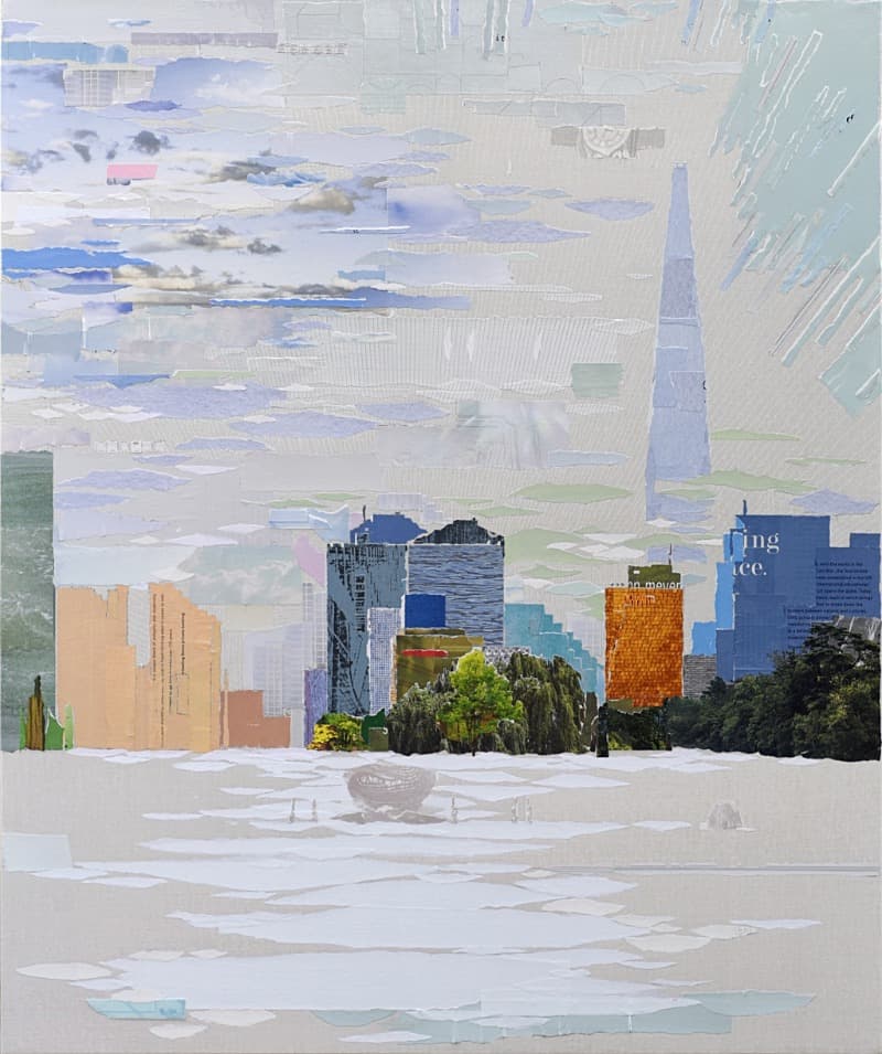 서울시 송파구 방이동 88-1-2 · magazine collage on canvas · 72.2×60.6cm · 2021 (출처= 이랜드갤러리 아트로)