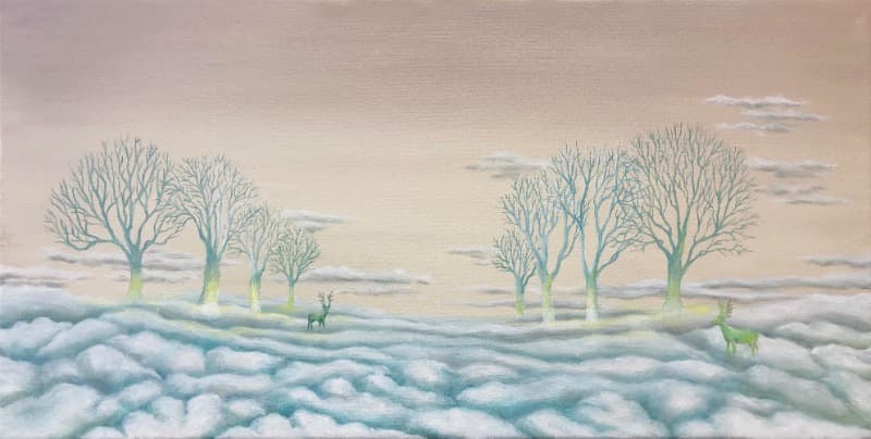 고요한 공간의 의미2 · Oil & Acrylic on canvas · 25.5x51cm · 2020 (이미지 제공 = 갤러리 너트) · Oil & Acrylic on canvas