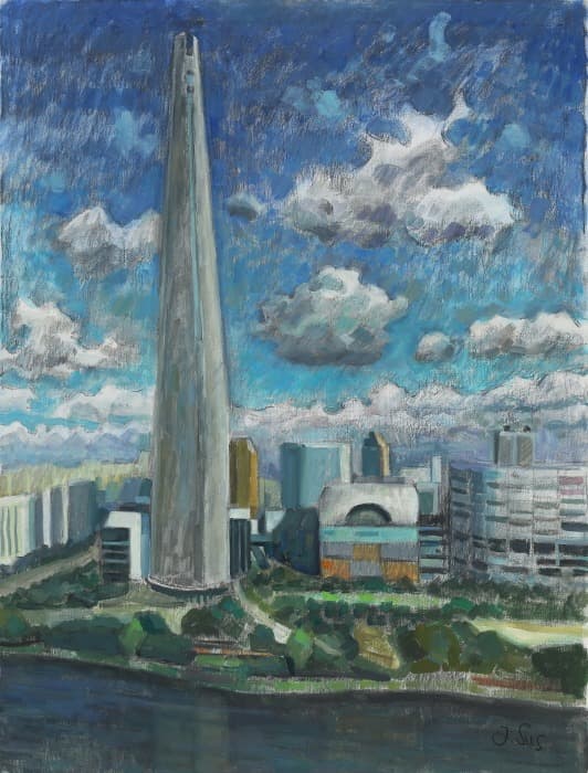 롯데타워 · 캔버스에 유채 · 116×89cm · 2020 (출처 = 아트센터 화이트블럭) · oil on canvas