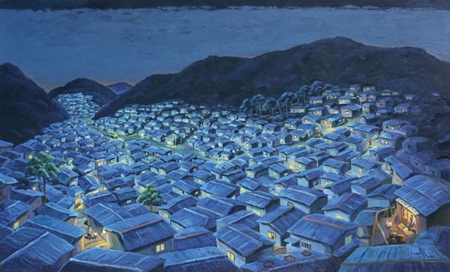 안창마을의 밤 · Acrylic on Canvas · 97 x 162cm · 2020 (출처= 미광화랑)