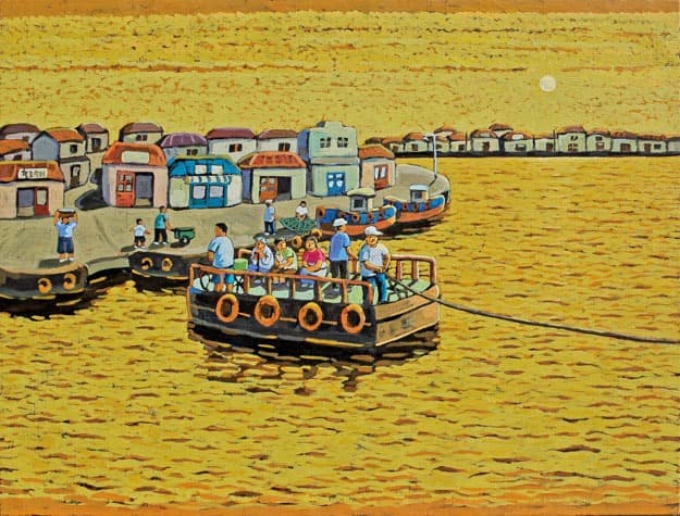 속초 청호동 줄배 · Acrylic on Canvas · 45 x 65.1cm · 2021 (출처= 미광화랑)