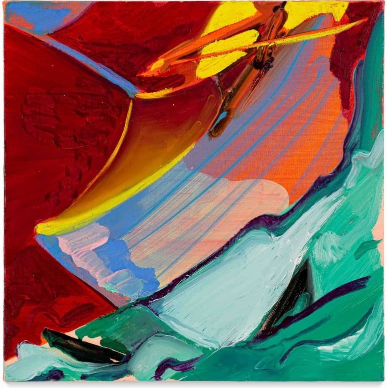 Untitled (Yellow Moon and Sharks) · oil and acrylic on canvas · 50x50 cm · 2021 (출처= 누크갤러리) · Untitled (Yellow Moon and Sharks) · oil and acrylic on canvas