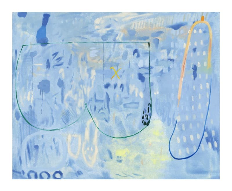 Picture100(in blue) · Oil on jute · 182 x 227 cm · 2021 (이미지 제공 = 원앤제이 갤러리) · Picture100(in blue) · Oil on jute