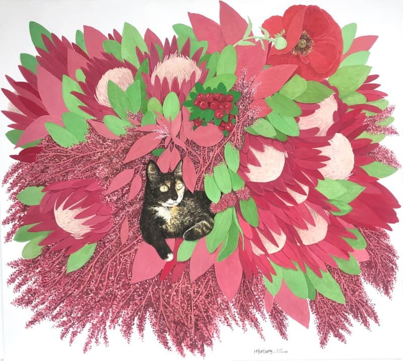 정현성_내 인생은 꽃밭 · 한지에 과슈 · 61x68cm · 2021 (출처= 신세계갤러리)