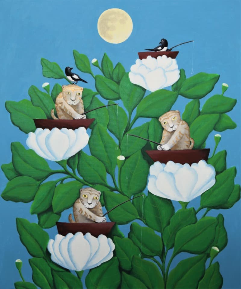 희망낚기 · acrylic · 60x72cm · 2021 (이미지 제공 = 청화랑) · acrylic