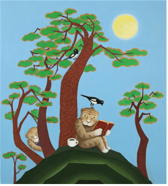 책 읽는 호랑이 · acrylic · 60x72cm · 2021 (이미지 제공 = 청화랑)