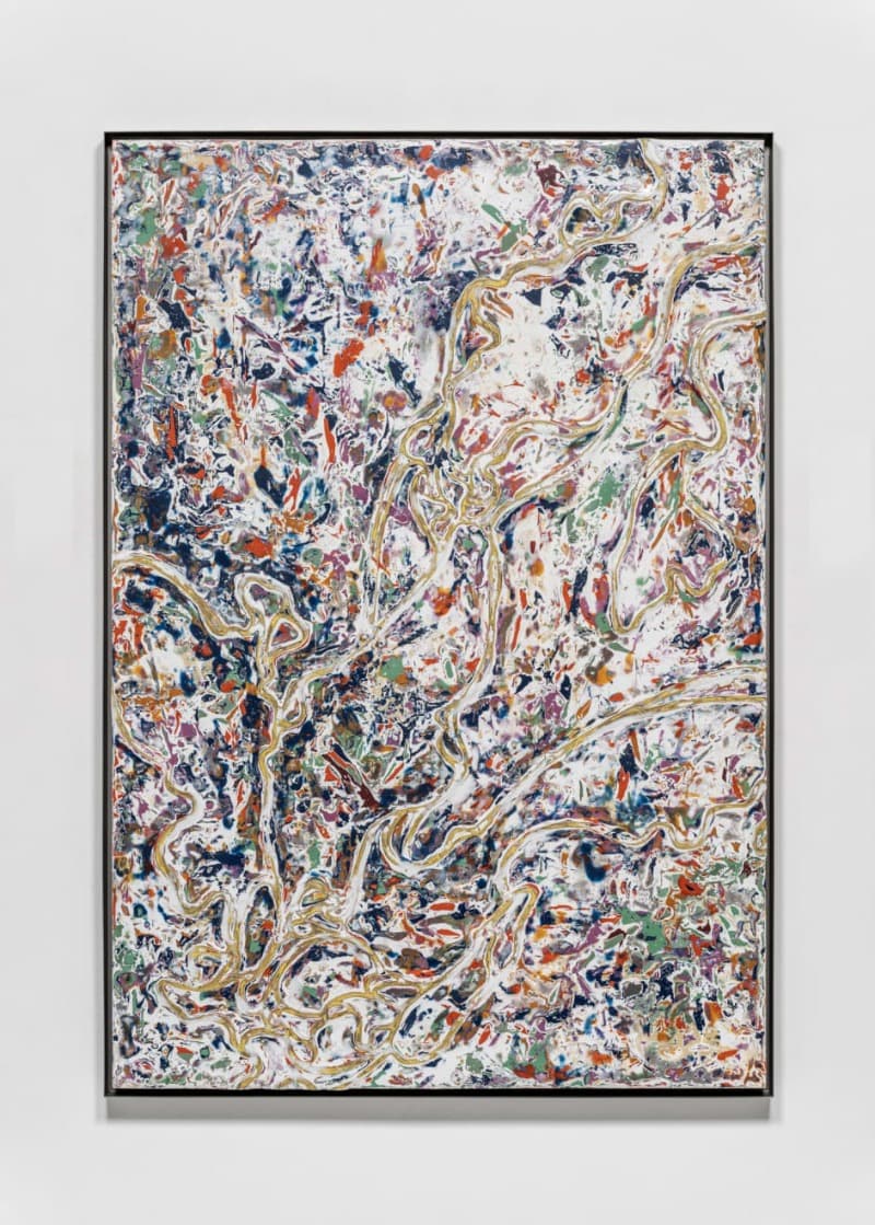 Perdu XCIII · Mother of pearl, acrylic paint on wooden base panel, stainless steel frame · 163 x 113 x 6.5 cm framed · 2021 (출처=BB&M) · Perdu XCIII · Mother of pearl, acrylic paint on wooden base panel, stainless steel frame