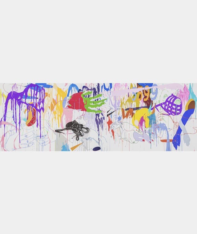 지희킴, 겹의 기호들 3 Signs Under Skin 3 · 아르쉬지에 과슈, 잉크 · 131×386.4cm · 2018 (출처 = 교보아트스페이스) · JIHEE KIM, Signs Under Skin 3