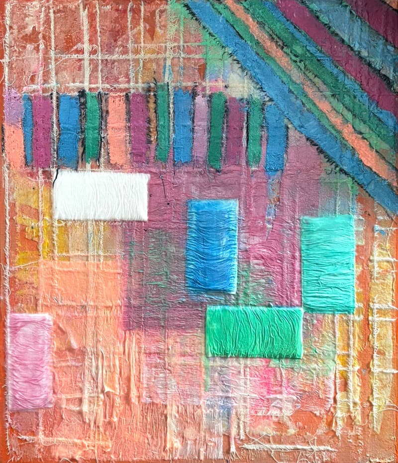 찢기다, 다시합쳐지다14 · 캔버스에 혼합재료 · 53x45.5cm · 2021 (이미지 제공 = 갤러리 너트)