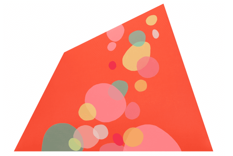 오렌지 과즙 · 패브릭 꼴라주 · 80x60cm · 2021 (이미지 출처 = 플레이스막) · Squeezed Orange · fabric collage
