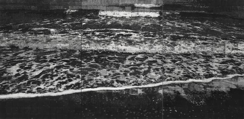 바다를 구성하는 741개의 드로잉 · 종이 위에 잉크 · 190x390cm (each 10x10cm) · 2020 (이미지출처 = 행복북구문화재단) · ink on paper