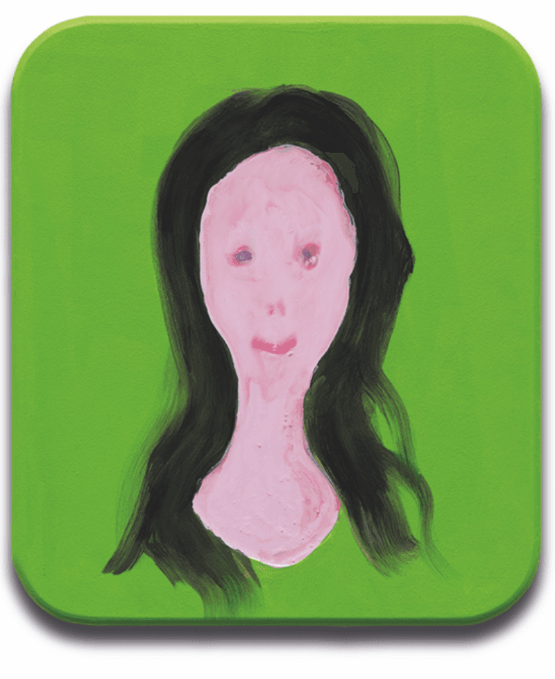 얼굴 10 · 나무 위 오일 및 다마르 수지 · 39 x 45cm · 2021 (이미지출처 = 화이트블럭) · Head 10 · Oil and dammar resin on wood
