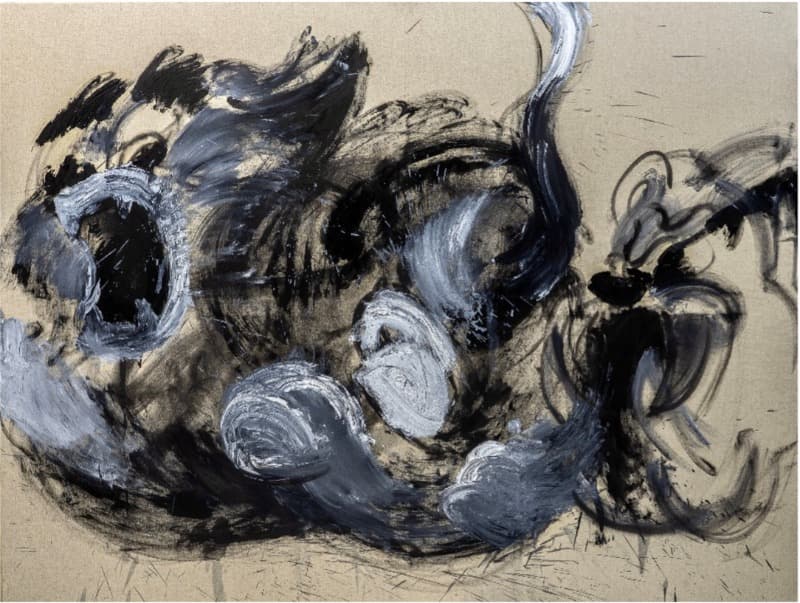 Ugh- · oil, conte on linen · 145.5x112.1cm · 2021 (이미지 제공 = 갤러리 조선) · Ugh- · oil, conte on linen
