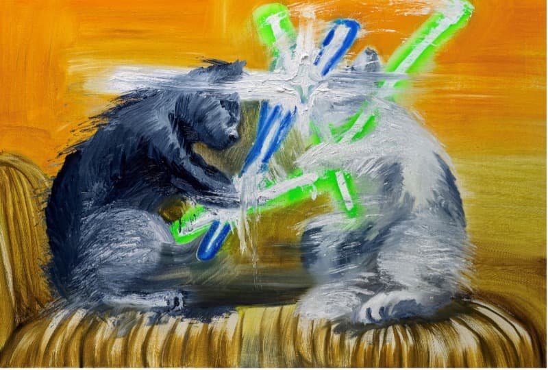 Lightsabering · acrylic, oil on canvas · 80.3x116.8cm · 2021 (이미지 제공 = 갤러리 조선) · Lightsabering · acrylic, oil on canvas