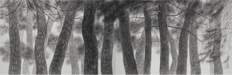 차가운 소리2 · 화선지에 수묵 · 135×430cm · 2021 (이미지출처 = 갤러리그림손)