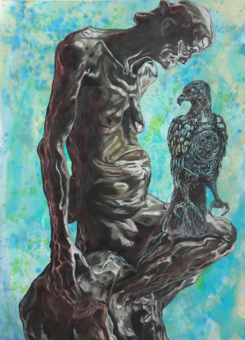 늙은아내 · 혼합매체 · 75X55cm · 2021 (이미지 제공 = 갤러리 너트)