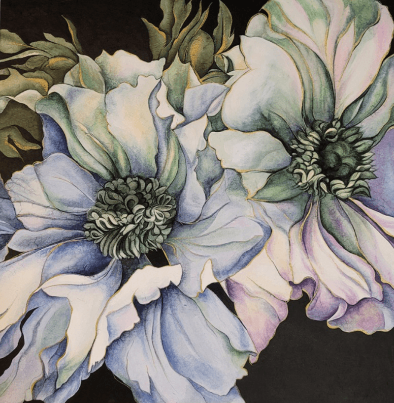 윤미혜, 그리움 · 민화 · 40x40cm · 2021 (이미지출처 = 갤러리일호)