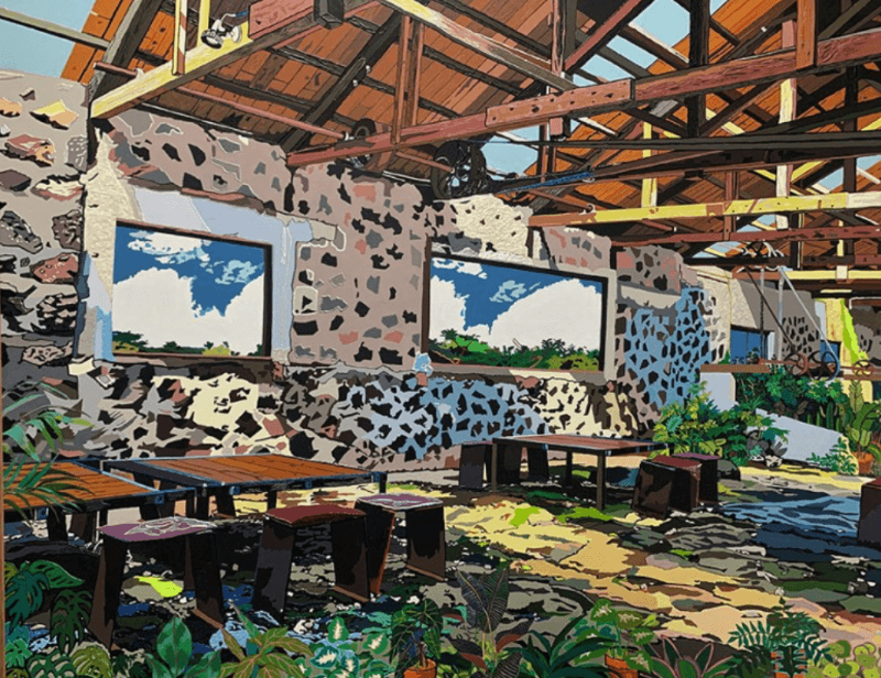 hideout · mixed medium on canvas · 116.8cm x 91cm · 2021 (이미지출처 = 갤러리일호) · hideout, · mixed medium on canvas