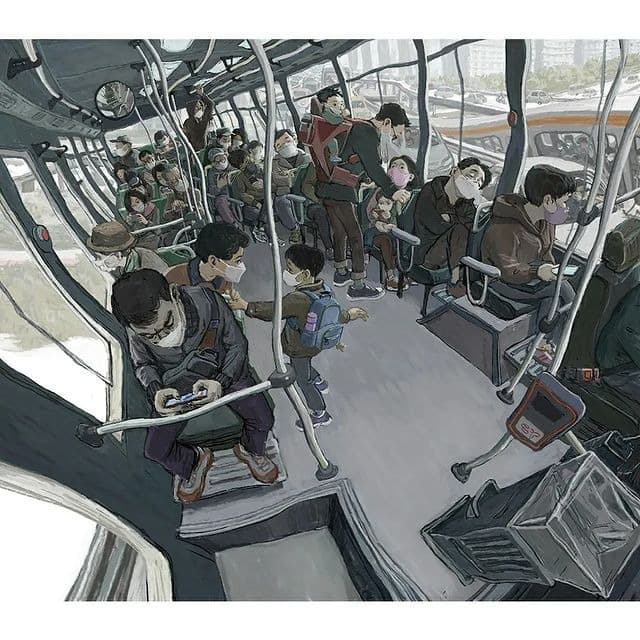 2021년 동호대교 버스내부 · 캔버스에 디지털 피그먼트 프린트 · 70 x 100 cm · 2019 (출처=인디프레스 갤러리)