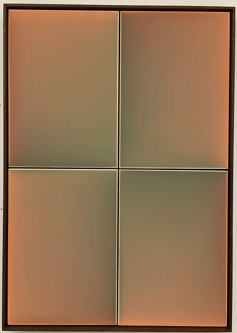 윤종주, Cherish the time-line(orange_brown) · Ink, acrylic, medium on Canvas · 32 x 46 (x4) cm · 2021 (이미지출처=리나갤러리) · Yoon Jongju, Cherish the time-line(orange_brown) · Ink, acrylic, medium on Canvas