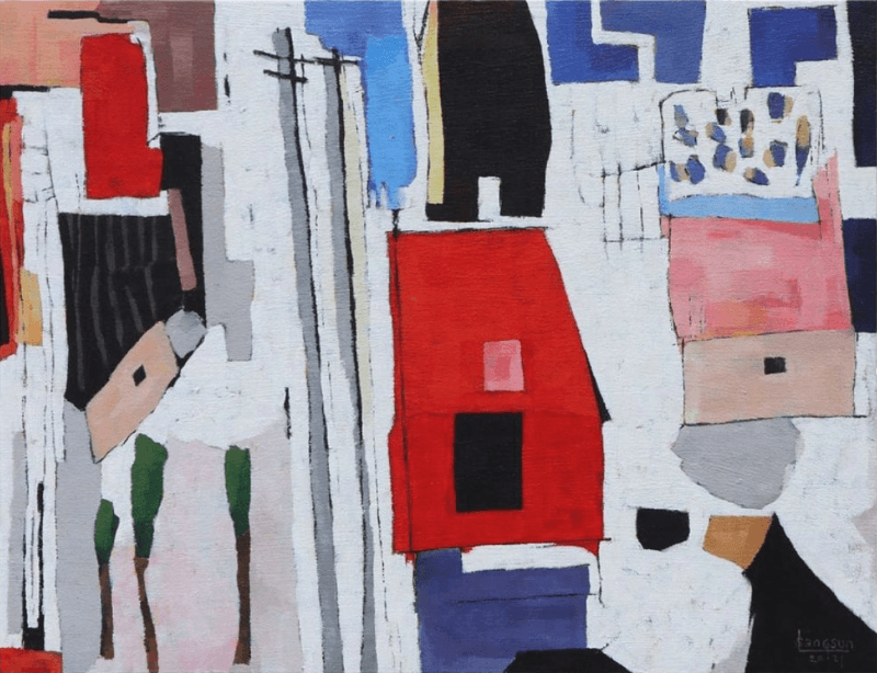 abstract impression · acrylic, cement on canvas · 50x65cm · 2021 (이미지출처=아트비트갤러리) · abstract impression · acrylic, cement on canvas