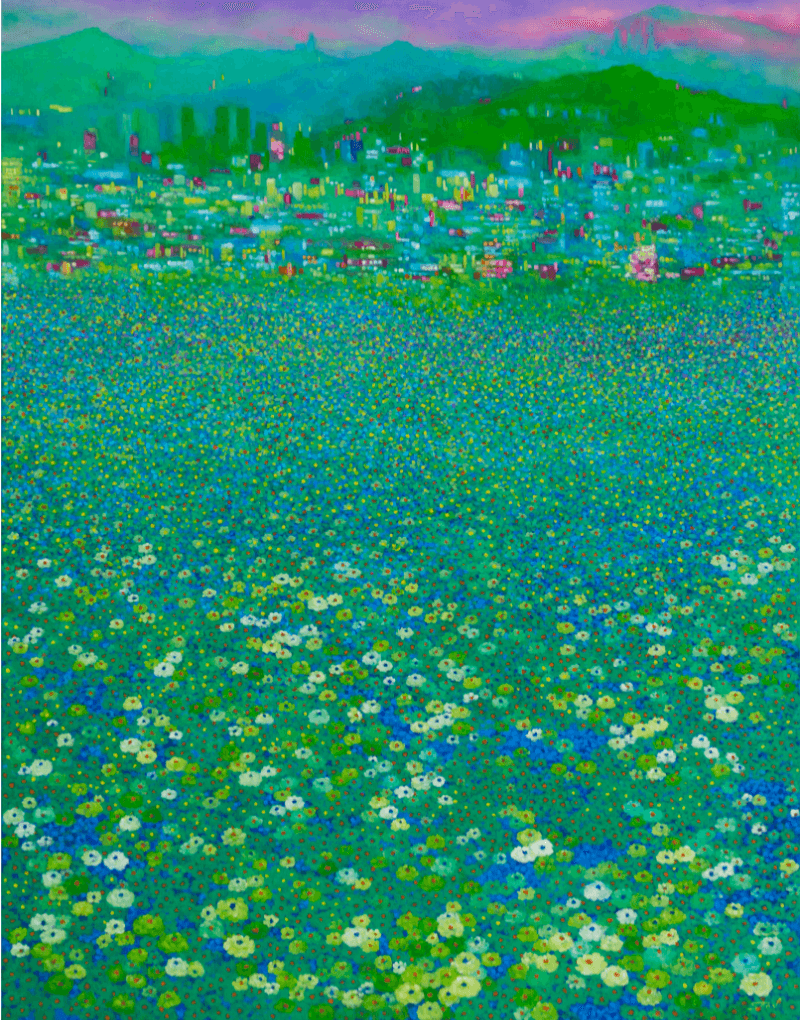 내가살고싶은세상-에메랄드그린 · oil on canvas · 91.0cmx116.8cm · 2020 (이미지출처=에코락갤러리) · oil on canvas