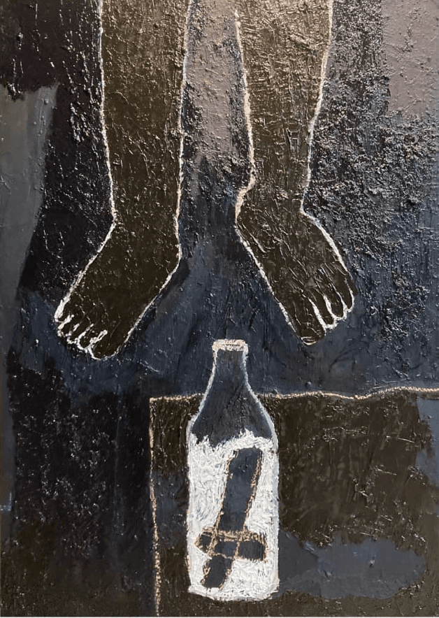 praying in the dark · oil on wood · 84.1x59.4cm · 2021 (이미지출처 = 공간일리) · praying in the dark · oil on wood