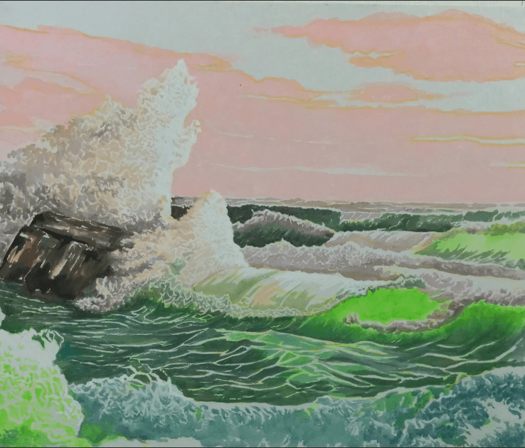 萬華近景(만화근경) · 장지에 채색 · 50x40cm · 2021 (이미지출처 = 아트스페이스 퀄리아)