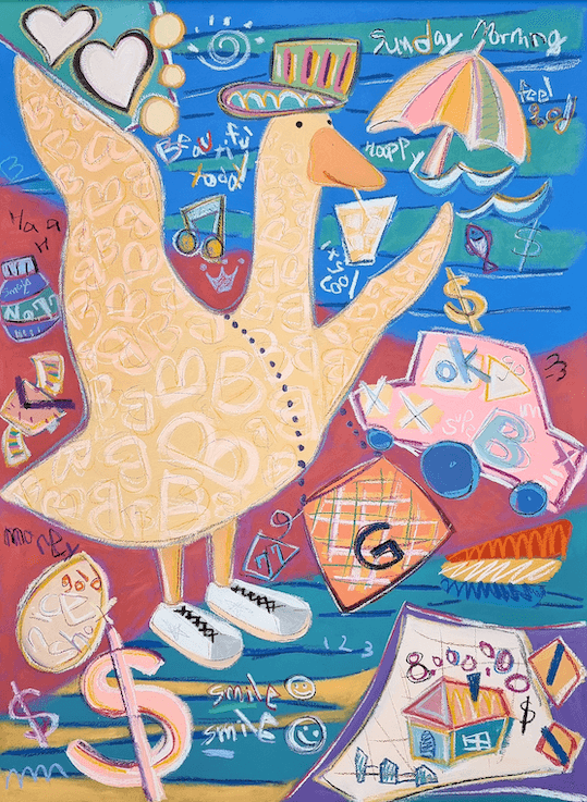Good things-41 · acrylic and oil pastel on canvas · 97×130.3cm · 2021 (이미지 제공 = 스페이스엄) · Good things-41 · acrylic and oil pastel on canvas