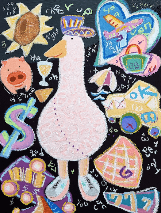 Good things-56 · acrylic and oil pastel on canvas · 32×41cm · 2021 (이미지 제공 = 스페이스엄) · Good things-56 · acrylic and oil pastel on canvas