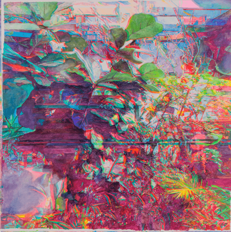 최수정, REFRACTION · acrylic and embroidery on canvas · 150 x 150 cm · 2021 (이미지출처 = 갤러리바톤) · Choi SooJung, REFRACTION · acrylic and embroidery on canvas