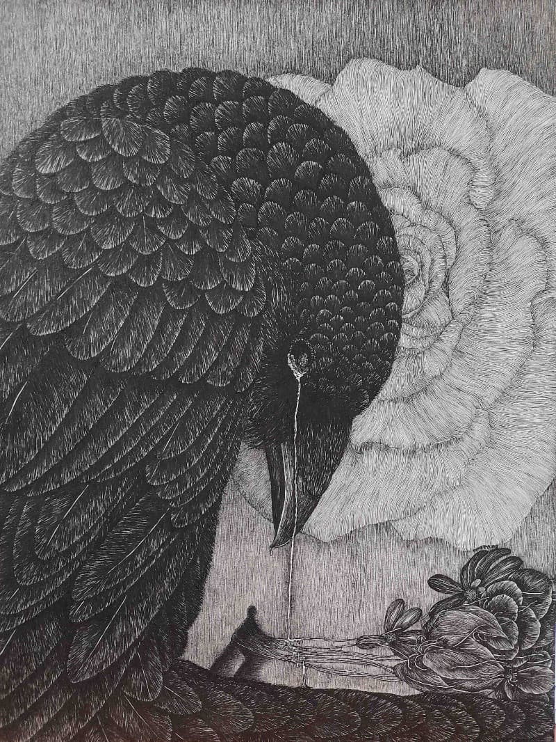 미련 · 종이위에잉크 · 65x53cm · 2020 (이미지 제공 = 갤러리 너트)