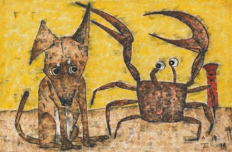 바다풍경19-3 · 한지에 목탄 채색 · 44x66cm · 2019 (이미지 제공 = 청화랑)