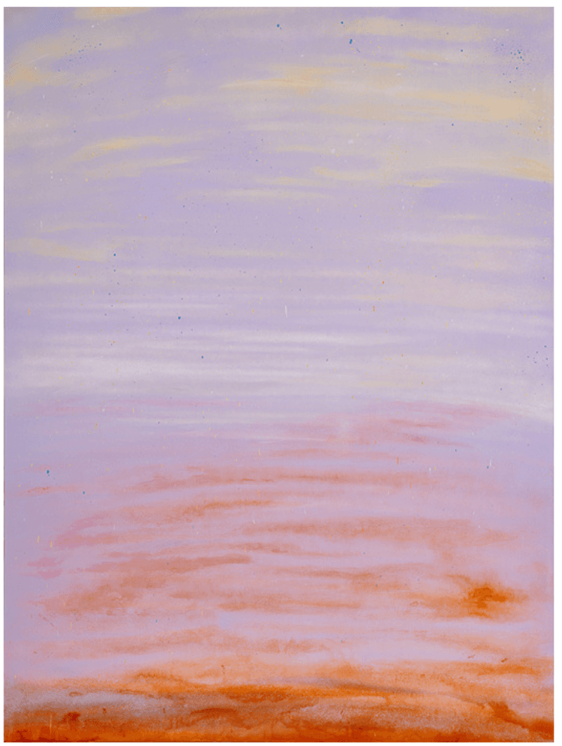 보랏빛 추억 · 캔버스에 아크릴, 스프레이페인트, 색연필 · 130.3x97cm · 2022 (이미지출처 = 사이아트스페이스)