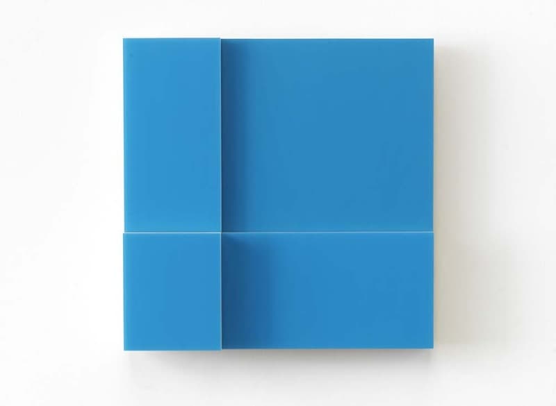 Composition P0111 · Acrylic and plexiglass on plywood · 78 x 78 x 10 cm · 2011 (c) Jin Hyo Seok and Courtesy of Galerie Brugier-Rigail (출처 = 브루지에-히가이 서울) · Composition P0111 · Acrylic and plexiglass on plywood