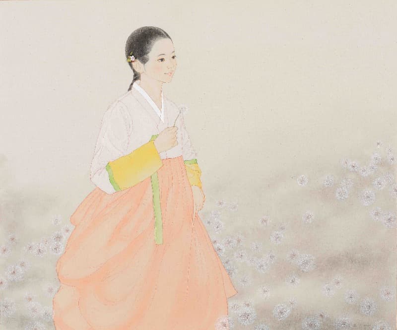 인연 · 광목에 수묵담채 원석 · 60.6×72.7cm · 2021 (이미지 제공 = 스페이스엄)