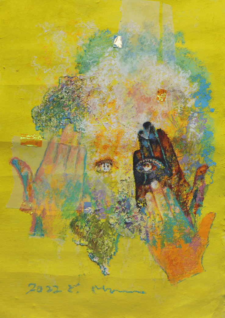 Myth-a blind shell · Mixed Media on Paper · 43x30.4cm · 2022 (이미지출처 = 아트 스페이스 퀄리아) · Myth-a blind shell · Mixed Media on Paper