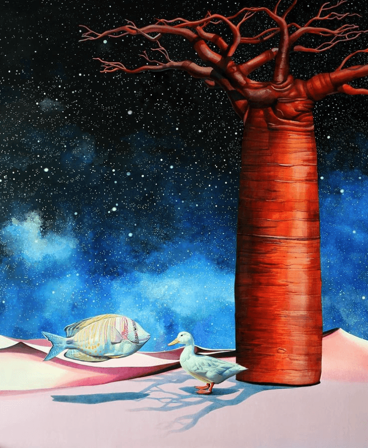 넌 이름이 뭐야 · watercolor and acrylic on paper · 73x62cm · 2022 (출처 = 2u갤러리)