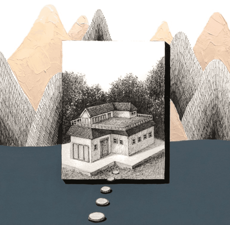 그 시절 · pen & pencil and acrylic on paper · 24.2x24.2cm · 2022 (이미지출처 = 갤러리 일호)