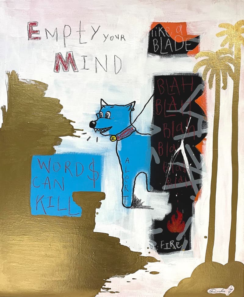 Words Can Kill · Mixed media on canvas · 72.5x60.5cm · 2022 (이미지 출처 = 삼원갤러리) · Words Can Kill · Mixed media on canvas