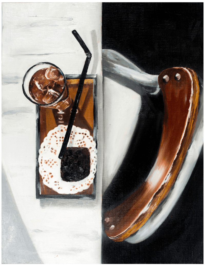초록지붕밑에서 · oil on canvas · 31.6cm x 40.7cm · 2014 (이미지출처 = 에코락갤러리) · oil on canvas