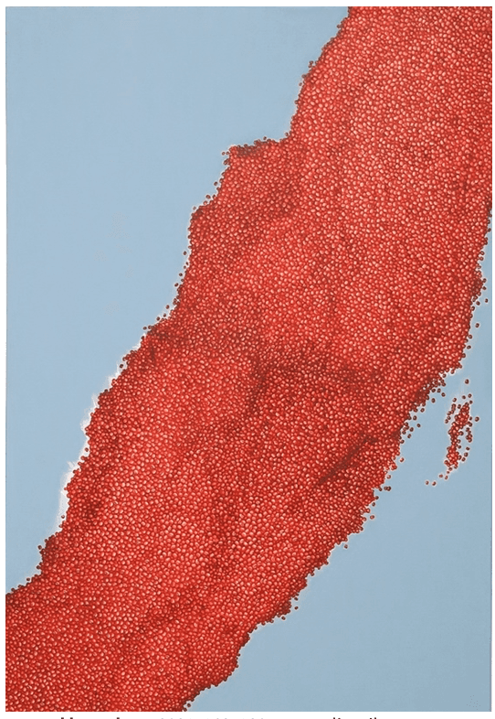 red bean-lava · acrylic, oil on canvas · 162x130cm · 2021 (이미지출처 = 봉산문화회관) · red bean-lava · acrylic, oil on canvas