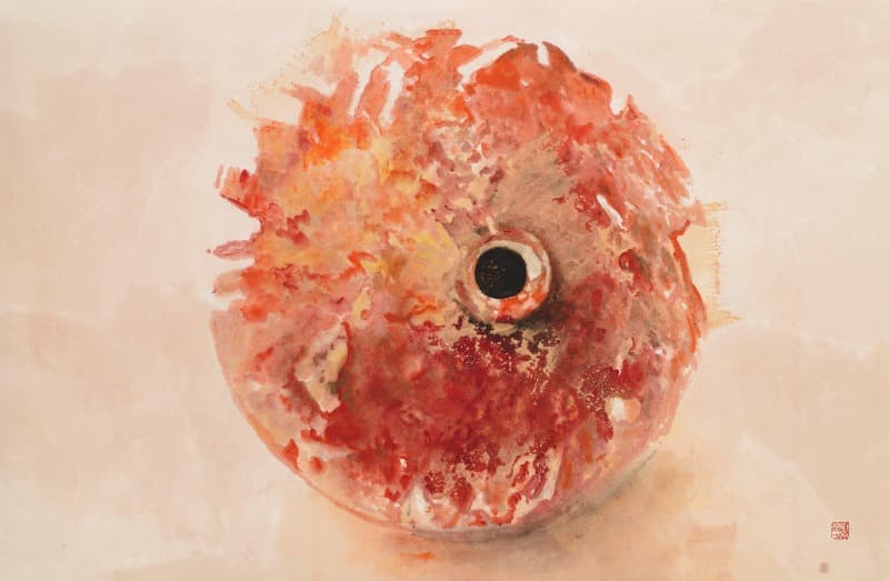 도자기 Ceramic · 한지 위에 흙, 유화물감, 먹 · 82x126cm · 2021 (이미지 제공 = 이상원 미술관) · Ceramic · ink, oil color, and soil on paper