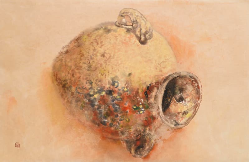 도자기 Ceramic · 한지 위에 흙, 유화물감, 먹 · 127x82cm · 2021 (이미지 제공 = 이상원 미술관) · Ceramic · ink, oil color, and soil on paper