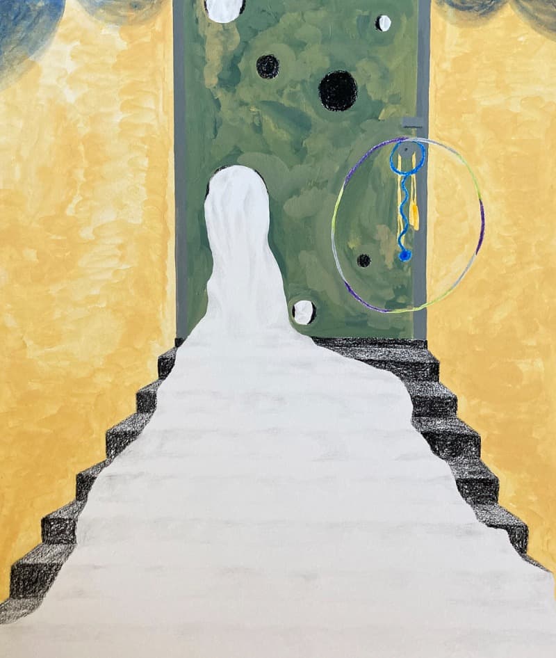 불친절한 초대 · 종이에 아크릴, 색연필, 연필 · 53.0x45.5cm · 2021 (이미지 제공 = 갤러리 너트)