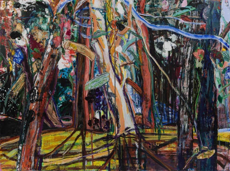 기억의 숲 1 · acrylic on canvas · 193,9 x 260 cm (diptych) · 2021 (이미지 제공 = 갤러리조은) · acrylic on canvas