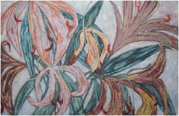 시든꽃 · 캔버스 위에 수채재료 · 116.8X180cm · 2021 (이미지출처 = 플레이스막2)