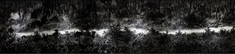 생명의 숲 _ 경계에 서다 · 한지에 수묵 · 227× 9760cm · 2021 (이미지출처 = 겸재정선미술관)