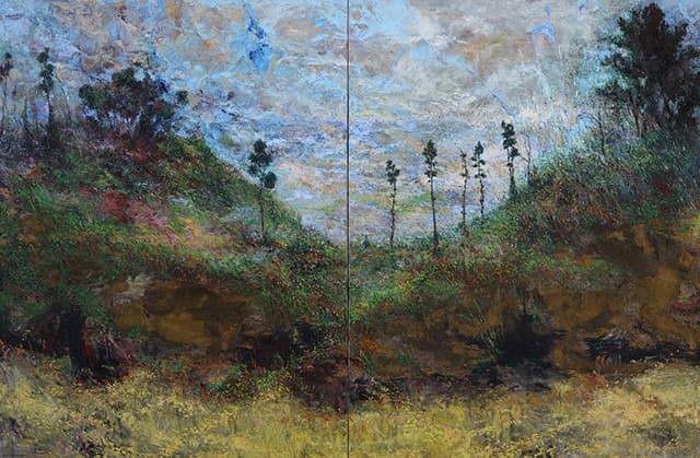 Instant Landscape-Actual gumgil#1 · Oil on canvas · 145.5×224.2cm · 2019 (이미지출처 = 교보아트스페이스) · Instant Landscape-Actual gumgil#1 · Oil on canvas