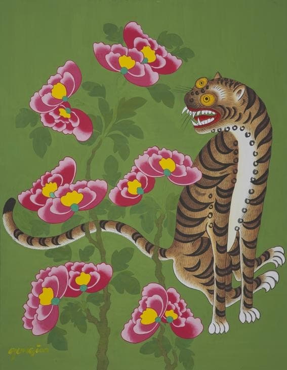 서공임, 지는 꽃 피는 꽃 나비처럼 나풀거린다 · 캔버스에 수간분채 · 116×91cm · 2008 (이미지출처 = 이천시립월전미술관)
